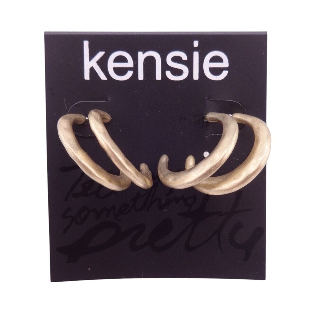 Kensie Matching Double Set of Goldtone Hoop Post Earrings NEW